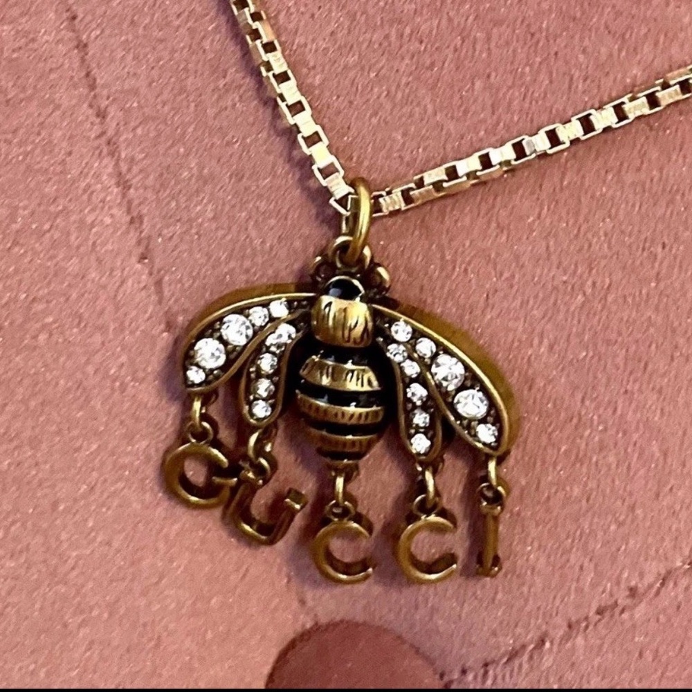 Gucci Gold Bee Necklace with Crystal Accents